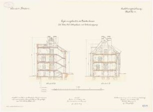 Kadettenhaus der Garnison Potsdam Ergänzungsbauten: Wohnhaus des Chefs der östlichen Kompanie und Verbindungsgang: Querschnitte 1:100