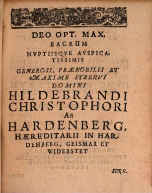 Ioachimi Hildebrandi S. Theol. D. Et SS. Antiq. In Acad. Iulia Ordin. Prof. De Nvptiis Vetervm Christianorvm Libellus