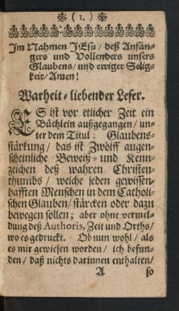 Warheit-liebender Leser.