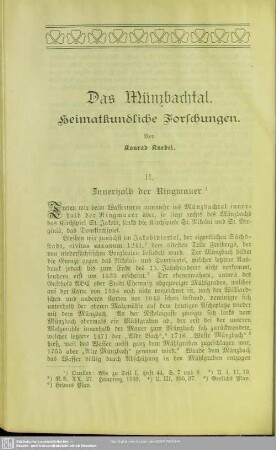 Das Münzbachthal. Heimatkundliche Forschungen. III. Innerhalb der Ringmauer