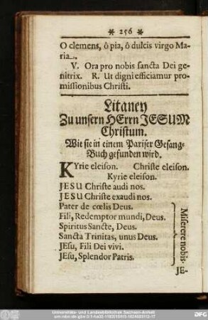 Litaney Zu unsern Herrn Jesum Christum.