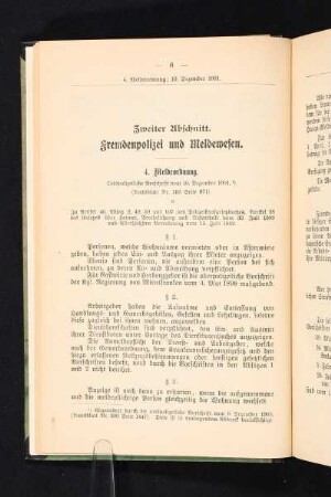 Zweiter Abschnitt. Fremdenpolizei und Meldewesen.