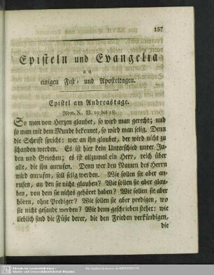 Episteln und Evangelia an einigen Fest- und Aposteltagen