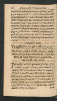 Caput VIII. Transitiones ad testimonia vel dicta virorum illustrium, aut auctorum ...
