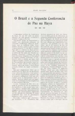 O Brazil e a Segunda Conferência de Paz na Haya