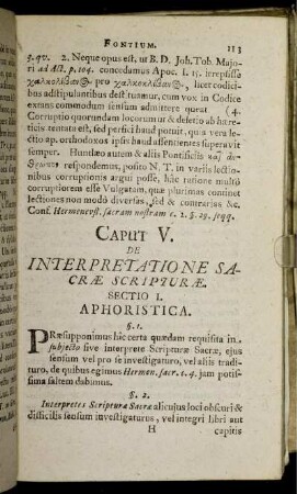 Caput V. De Interpretatione Sacrae Scripturae.