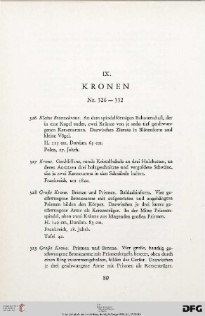 IX. Kronen (Nr. 326-332)