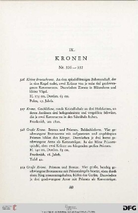 IX. Kronen (Nr. 326-332)