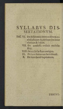 Syllabus Dissertationum.
