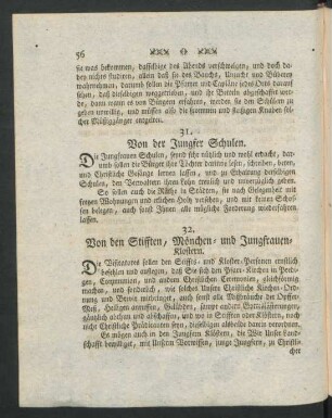 32. Von den Stifften, Mönchen- und Jungfrauen-Klöstern.