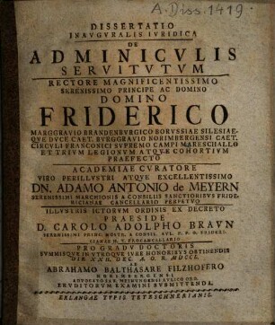Diss. inaug. iur. de adminiculis servitutum