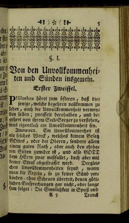 §. I. Von den Unvollkommenheiten und Sünden insgemein.