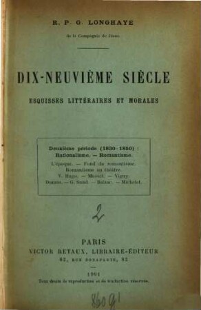 Dix-neuvième siècle : Esquisses littéraires et morales, 2