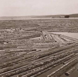Schweden, Jämtland, Sägewerk mit Holzlager