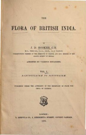 The flora of British India, 1. Ranunculaceae to Sapindaceae