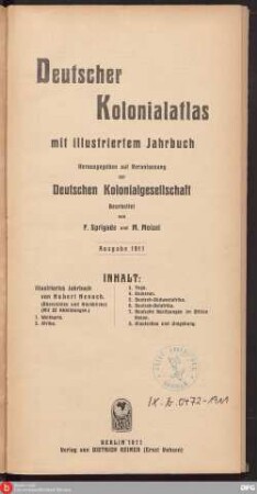 Deutscher Kolonial-Atlas : mit illustriertem Jahrbuch