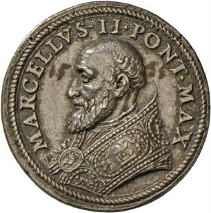 Medaille auf Papst Marcellus II. mit Darstellung Christi und Petrus, 1555