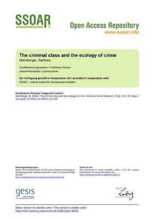The criminal class and the ecology of crime