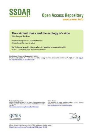 The criminal class and the ecology of crime