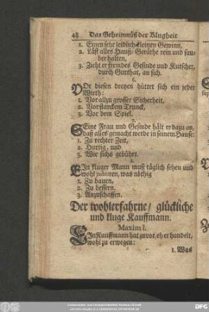 Der wohlerfahrne, glückliche und kluge Kauffmann.