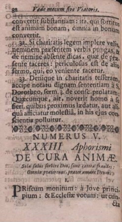 Numerus V. XXXIII. Aphorismi De Cura Animae.