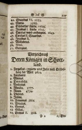 Verzeichnuß Deren Königen in Schottland