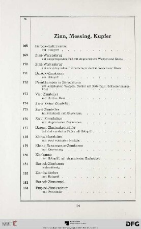 Zinn, Messing, Kupfer (Nr. 168-213)