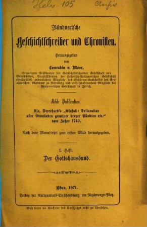 Bündnerische Geschichtschreiber und Chronisten, 8. 1871