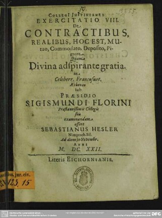 8: De contractibus, realibus