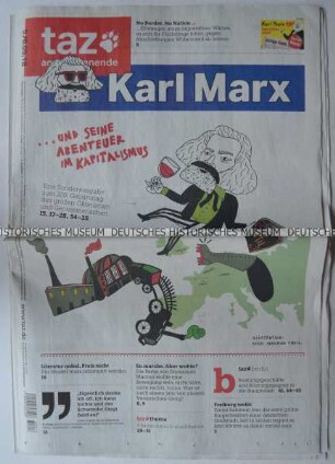 Tageszeitung "taz. die tageszeitung" mit Titel zu Karl Marx