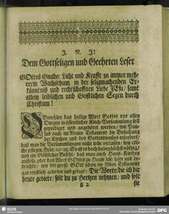Vorrede an den Christlichen Leser