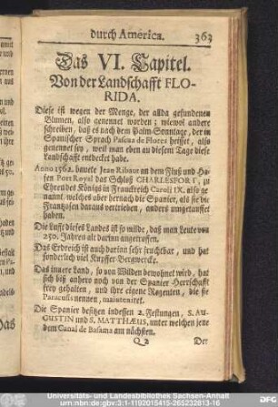 Das VI. Capitel. Von der Landschafft Florida.