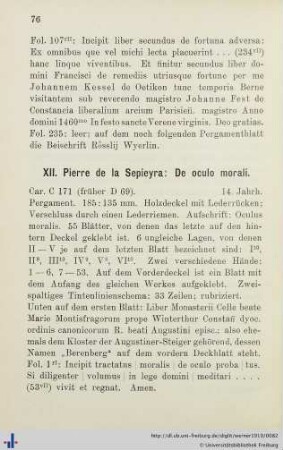 XII. Pierre de la Sepieyra: De oculo morali.
