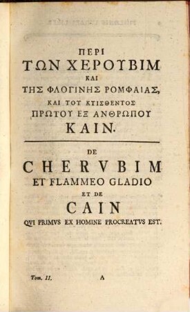 Philonis Ivdaei Opera Omnia Graece Et Latine. Vol. II