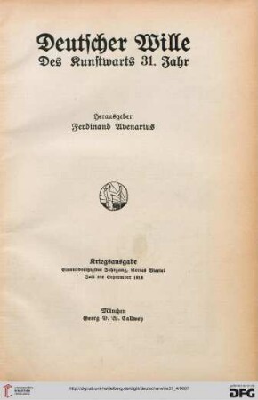 31,4: Deutscher Wille: des Kunstwarts