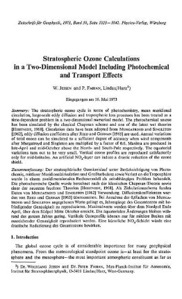 Stratospheric ozone calculations in a two-dimensional model including photochemical and transport effects