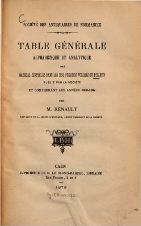 Bulletin de la Société des Antiquaires de Normandie. [5,a]