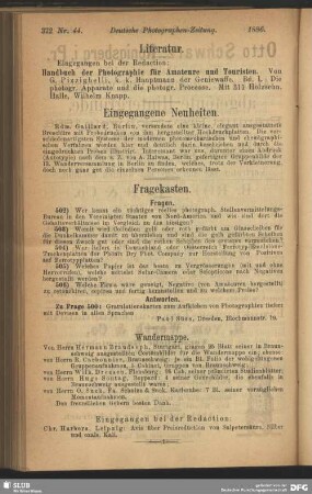 Eingegangen bei der Redaction