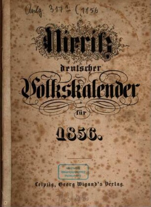 Deutscher Volkskalender, 1856 = N.F. 6