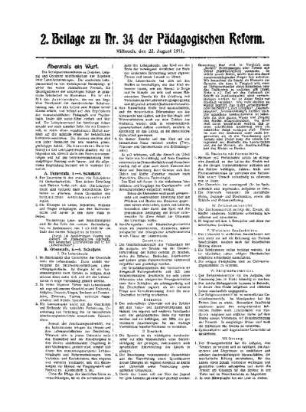 Abermals ein Wurf : 2. Beilage zu Nr. 34 der Pädagogischen Reform