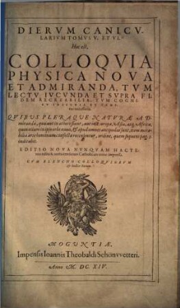 Dies caniculares : hoc est colloquia physica nova & admiranda ..., 5/6