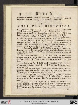 §II. Critica et historica