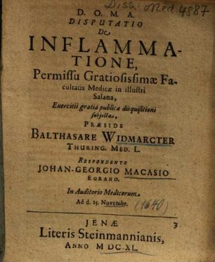 Disputatio De Inflammatione