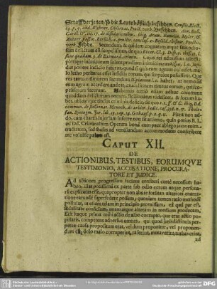 Caput XII. De Actionibus, Testibus, Eorumque Testimonio, Accusatione, Procuratore Et Iudice