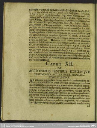 Caput XII. De Actionibus, Testibus, Eorumque Testimonio, Accusatione, Procuratore Et Iudice