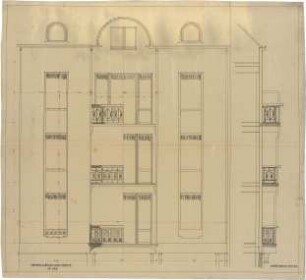 Billing, Hermann; Karlsruhe, Karlstr. 69; Haus Wörner - Fassade (Ansicht, Schnitt)