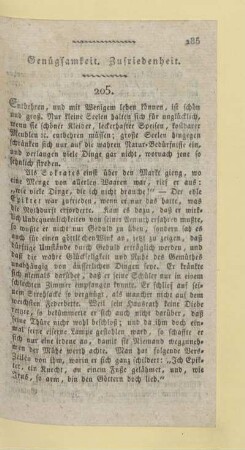 Genügsamkeit. Zufriedenheit