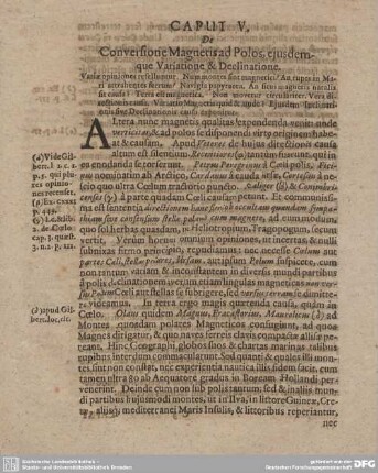 CAPUT V. De Conversione Magnetis ad Polos, ejusdemque Variatione & Declinatione.