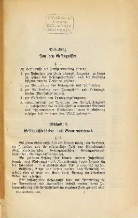 Gefängnissordnung für die Justizverwaltung vom 21. Dezember 1898