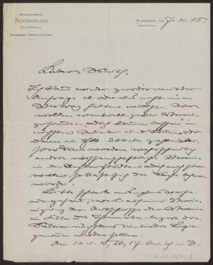 Schreiben an Hermann Muthesius (Brief)